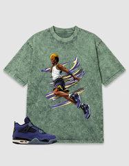 Purple Lakers 4s Zadago Washed T-shirt Air Ball Graphic