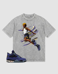 Purple Lakers 4s Zadago Washed T-shirt Air Ball Graphic