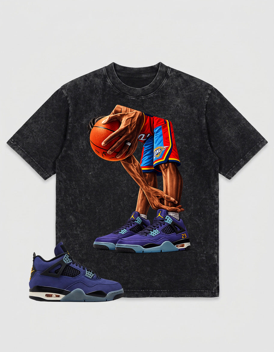 Purple Lakers 4s Zadago Washed T-shirt Ball Time Graphic