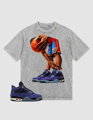 Purple Lakers 4s Zadago Washed T-shirt Ball Time Graphic