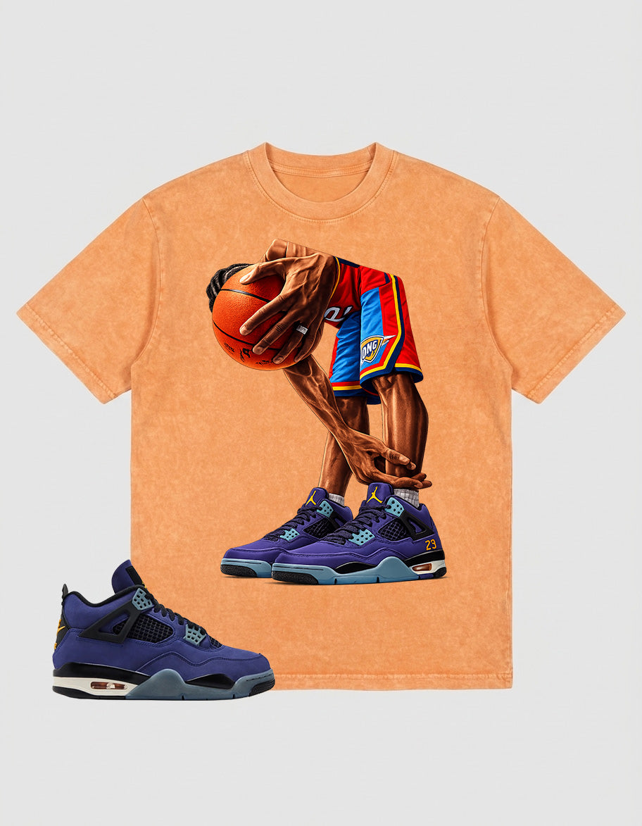 Purple Lakers 4s Zadago Washed T-shirt Ball Time Graphic