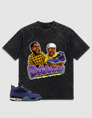 Purple Lakers 4s Zadago Washed T-shirt Daaamn Sneaker Graphic