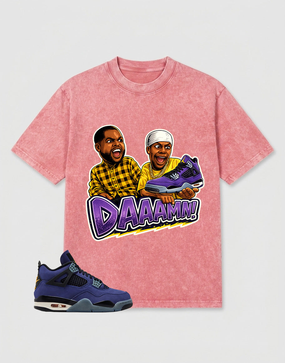 Purple Lakers 4s Zadago Washed T-shirt Daaamn Sneaker Graphic
