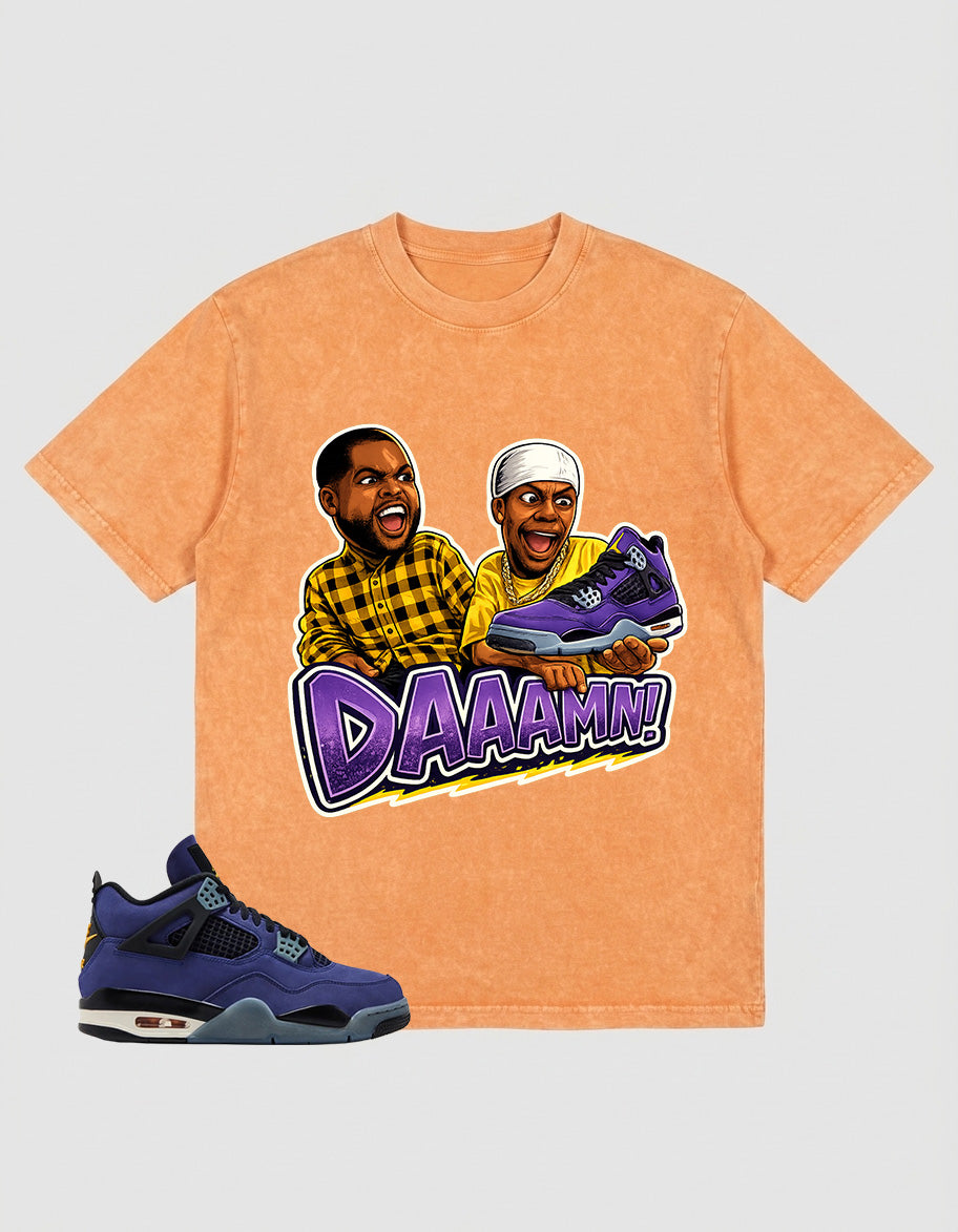 Purple Lakers 4s Zadago Washed T-shirt Daaamn Sneaker Graphic