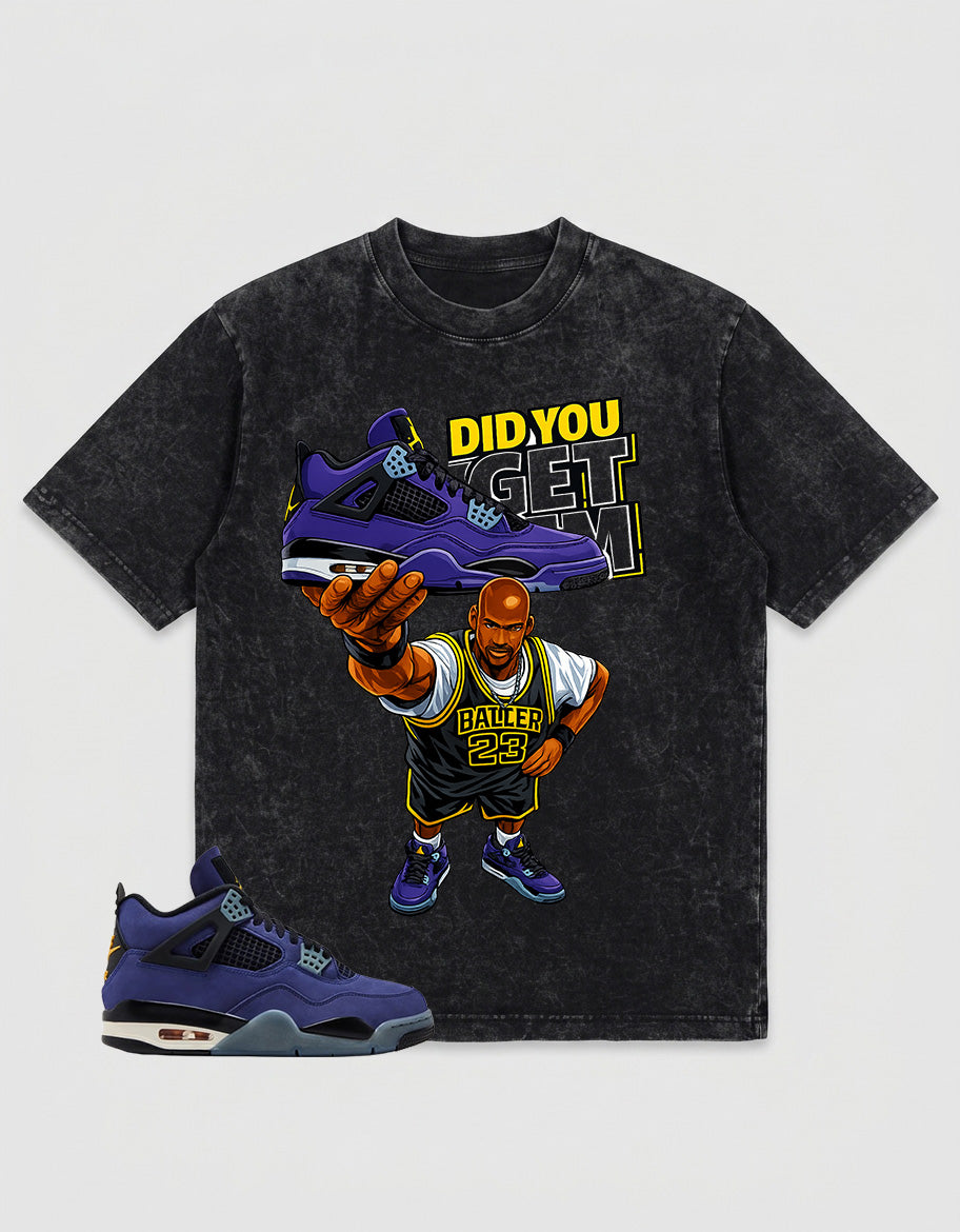 Purple Lakers 4s Zadago Washed T-shirt Did You Get Em Graphic
