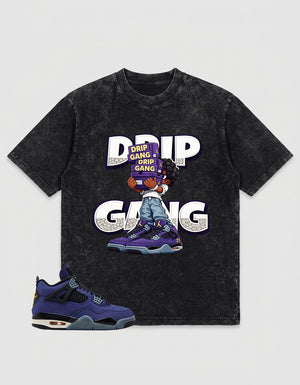 Purple Lakers 4s Zadago Washed T-shirt Drip Gang Graphic