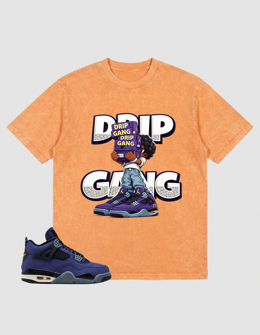 Purple Lakers 4s Zadago Washed T-shirt Drip Gang Graphic