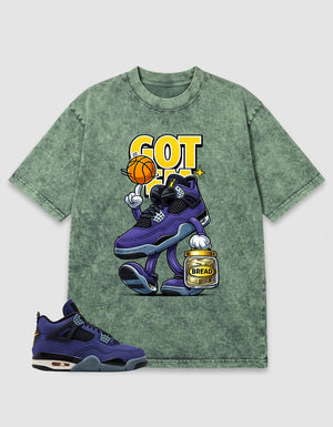 Purple Lakers 4s Zadago Washed T-shirt Got 'Em Bread Graphic