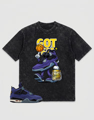 Purple Lakers 4s Zadago Washed T-shirt Got 'Em Bread Graphic