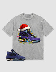 Purple Lakers 4s Zadago Washed T-shirt Kickmas Graphic
