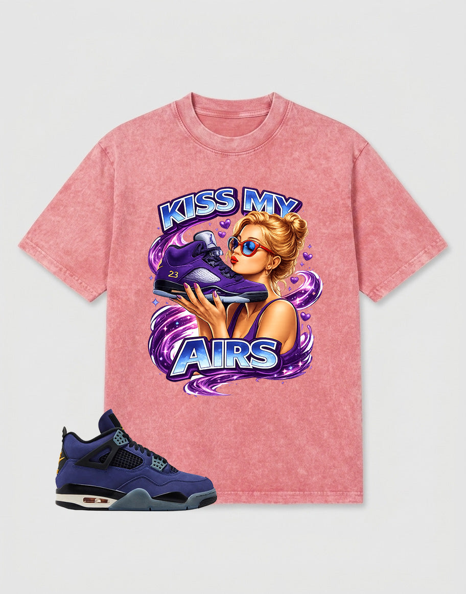 Purple Lakers 4s Zadago Washed T-shirt Kiss My Airs Graphic