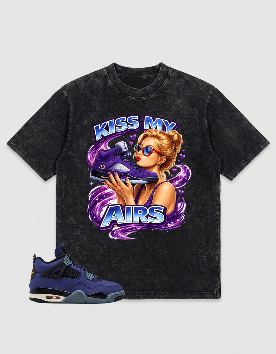 Purple Lakers 4s Zadago Washed T-shirt Kiss My Airs Graphic