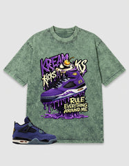 Purple Lakers 4s Zadago Washed T-shirt Kream Kicks Graphic