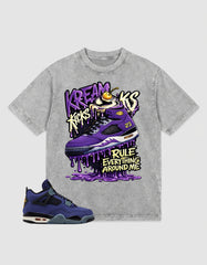 Purple Lakers 4s Zadago Washed T-shirt Kream Kicks Graphic
