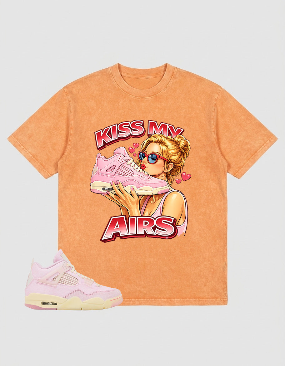Pink Iced Carmine 4s Zadago Washed T-shirt Kiss My Airs Graphic
