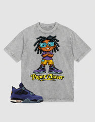Purple Lakers 4s Zadago Washed T-shirt Paper Chaser Graphic