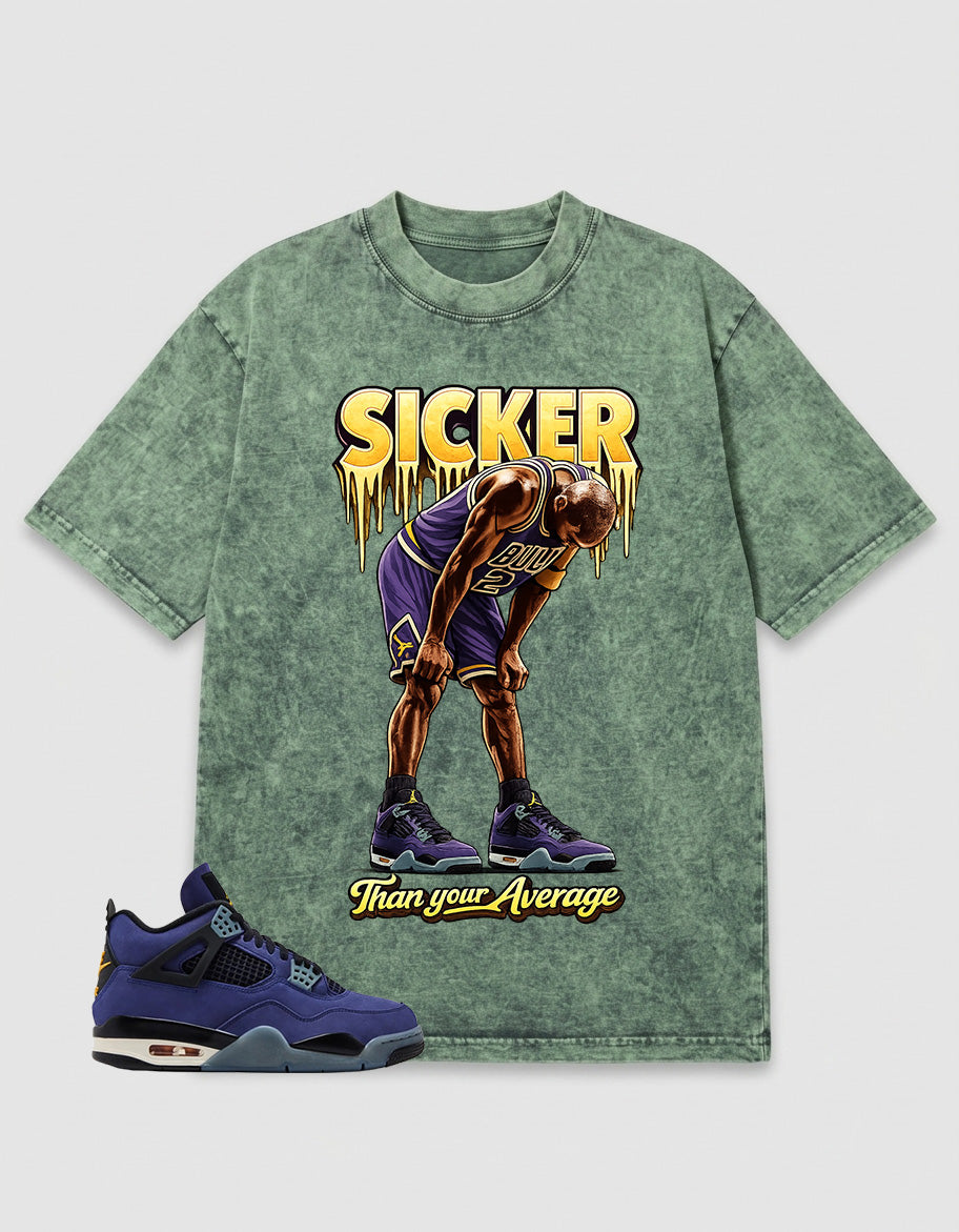 Purple Lakers 4s Zadago Washed T-shirt Sicker Graphic