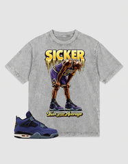 Purple Lakers 4s Zadago Washed T-shirt Sicker Graphic
