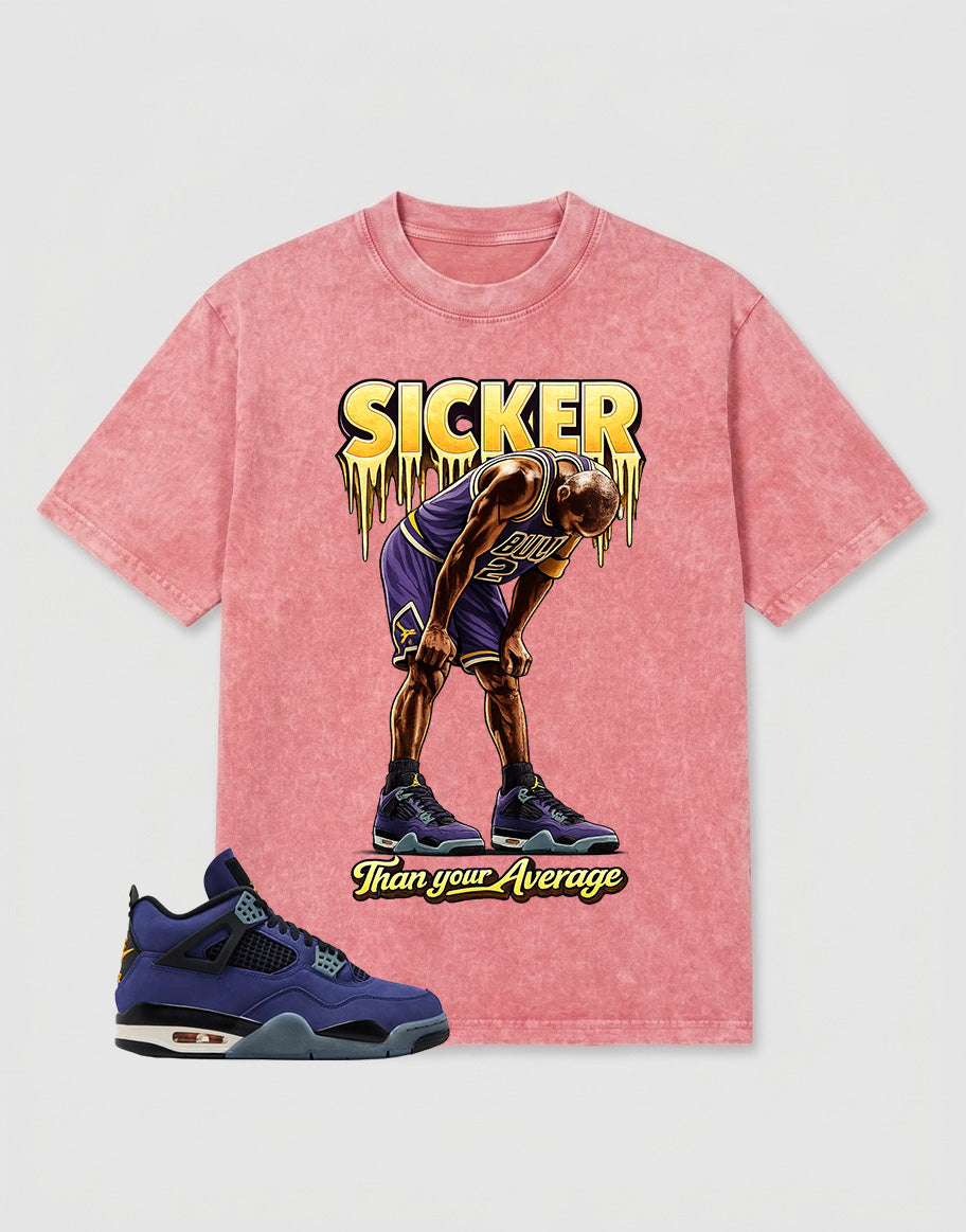 Purple Lakers 4s Zadago Washed T-shirt Sicker Graphic