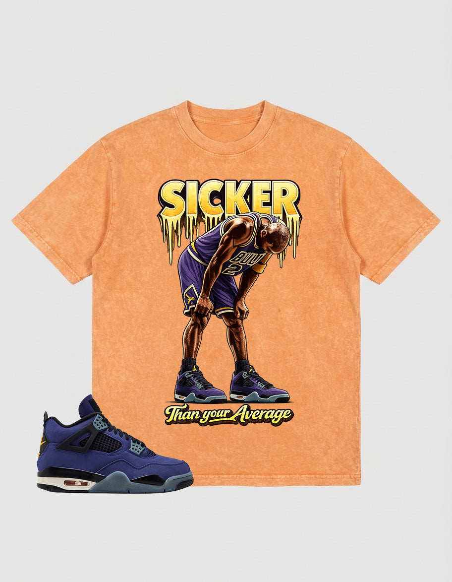 Purple Lakers 4s Zadago Washed T-shirt Sicker Graphic