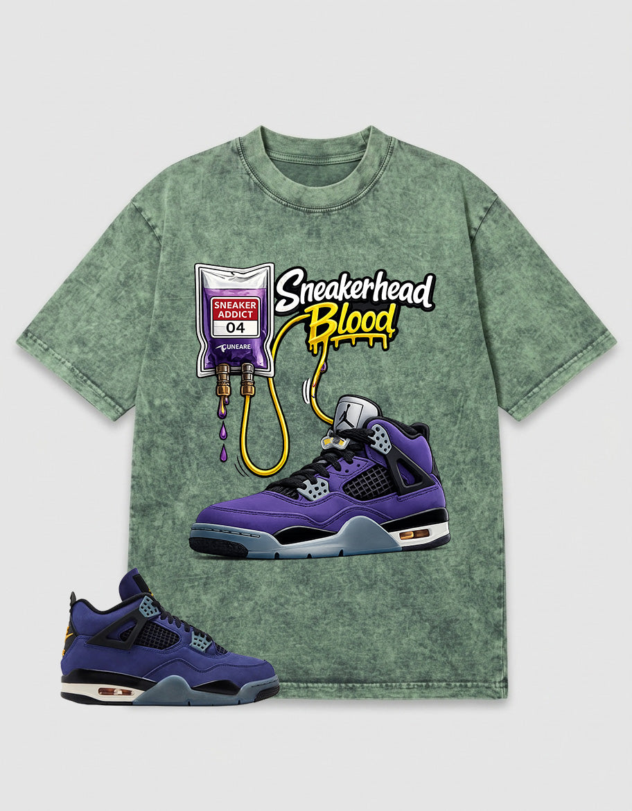 Purple Lakers 4s Zadago Washed T-shirt Sneakerhead Blood Graphic