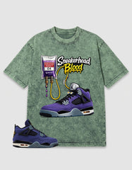 Purple Lakers 4s Zadago Washed T-shirt Sneakerhead Blood Graphic