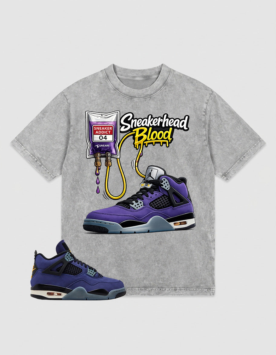 Purple Lakers 4s Zadago Washed T-shirt Sneakerhead Blood Graphic