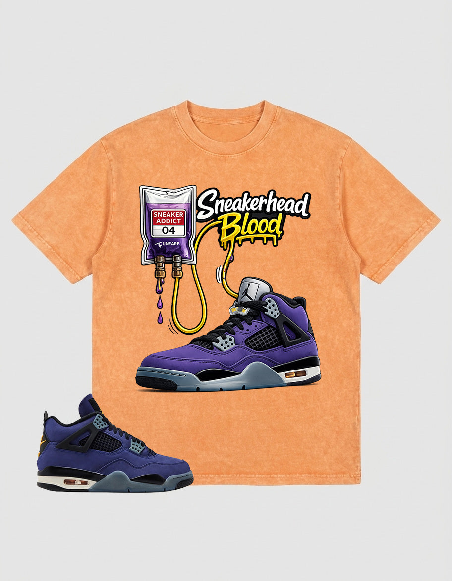 Purple Lakers 4s Zadago Washed T-shirt Sneakerhead Blood Graphic