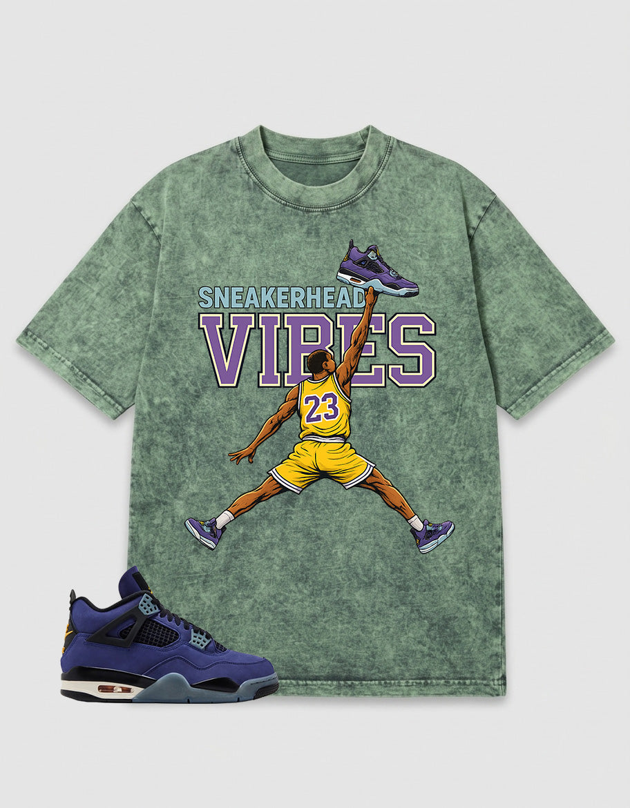 Purple Lakers 4s Zadago Washed T-shirt Sneakerhead Vibes Graphic