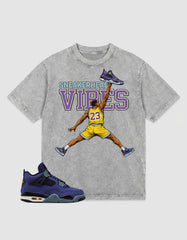 Purple Lakers 4s Zadago Washed T-shirt Sneakerhead Vibes Graphic