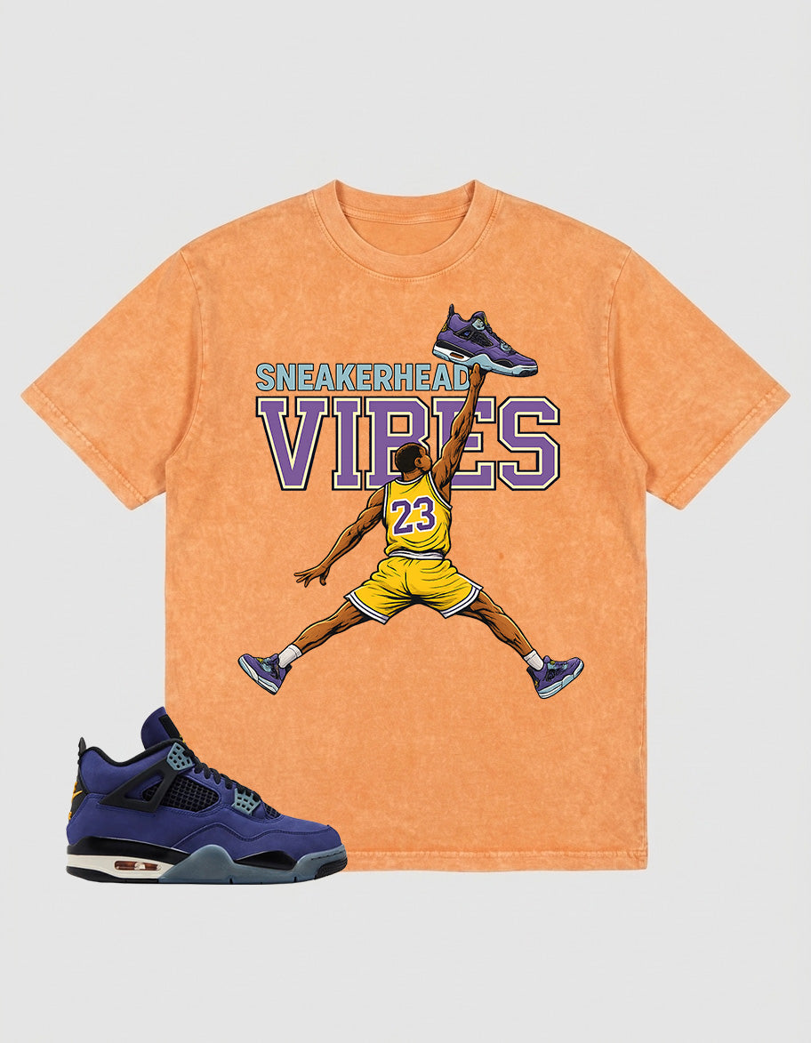 Purple Lakers 4s Zadago Washed T-shirt Sneakerhead Vibes Graphic
