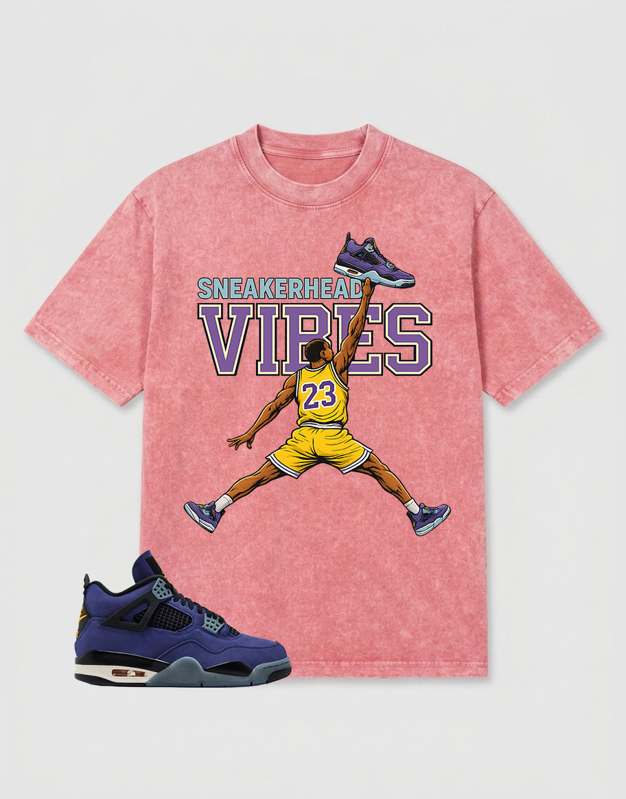 Purple Lakers 4s Zadago Washed T-shirt Sneakerhead Vibes Graphic