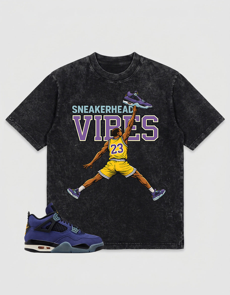 Purple Lakers 4s Zadago Washed T-shirt Sneakerhead Vibes Graphic