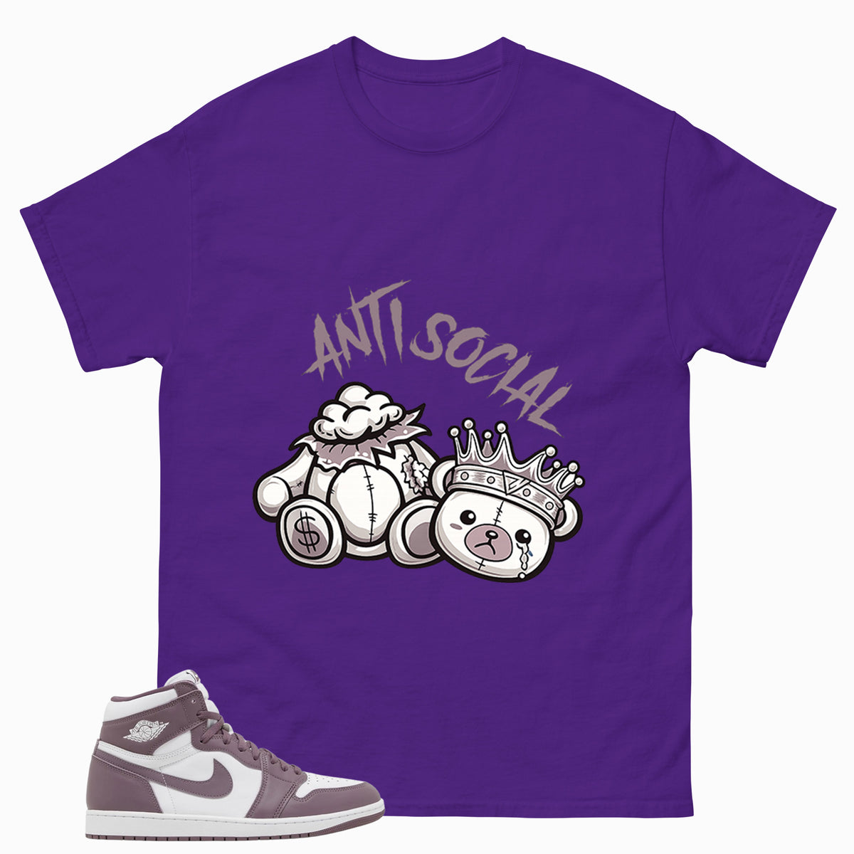 Purple Mauve 1s Zadago Shirt Anti Social Graphic