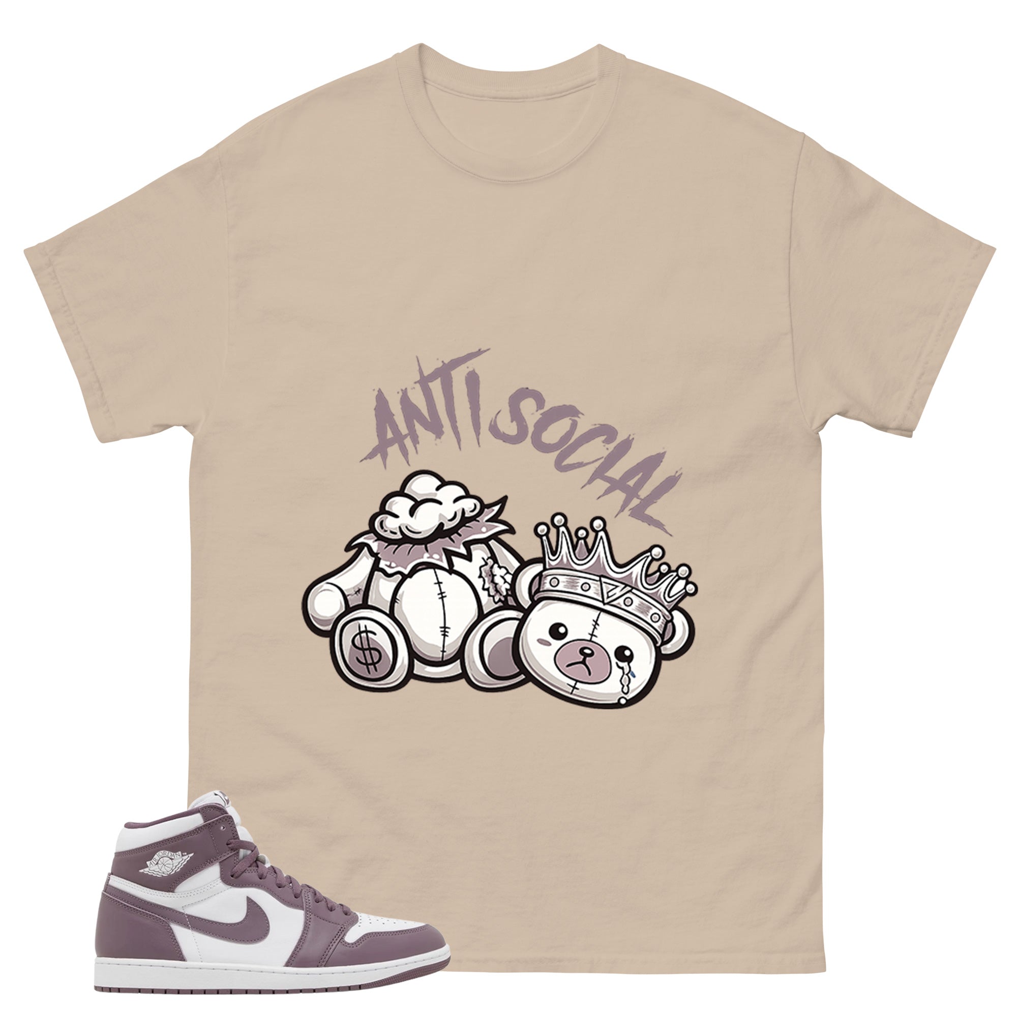 Purple Mauve 1s Zadago Shirt Anti Social Graphic