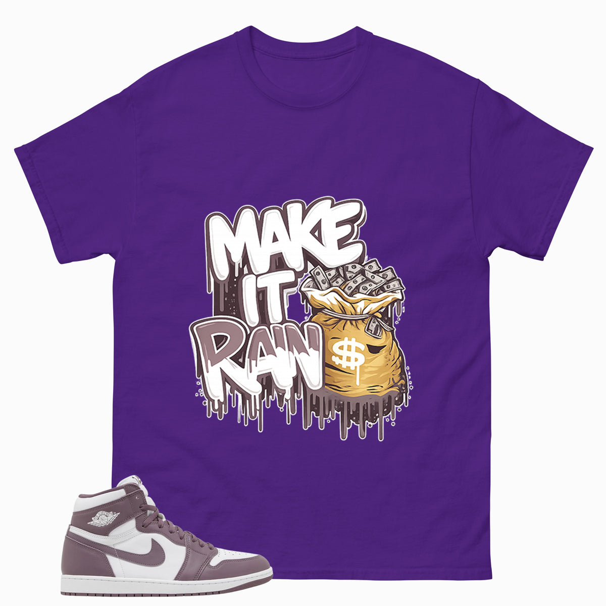 Purple Mauve 1s Zadago Shirt Make It Rain Graphic