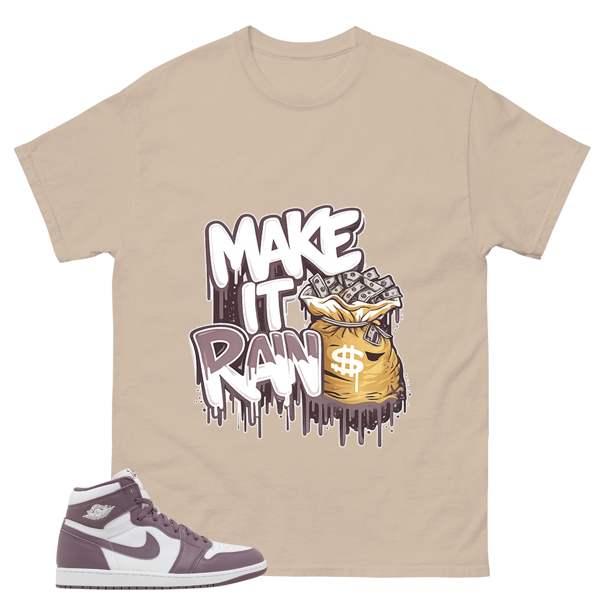 Purple Mauve 1s Zadago Shirt Make It Rain Graphic