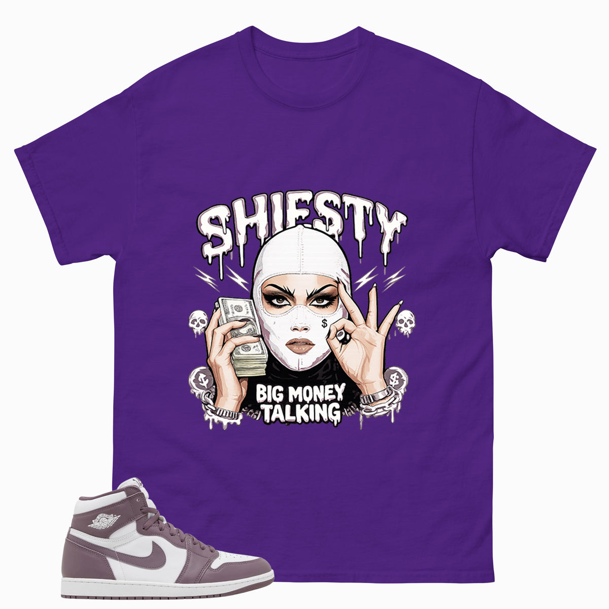 Purple Mauve 1s Zadago Shirt Shiesty Big Money Talking Graphic