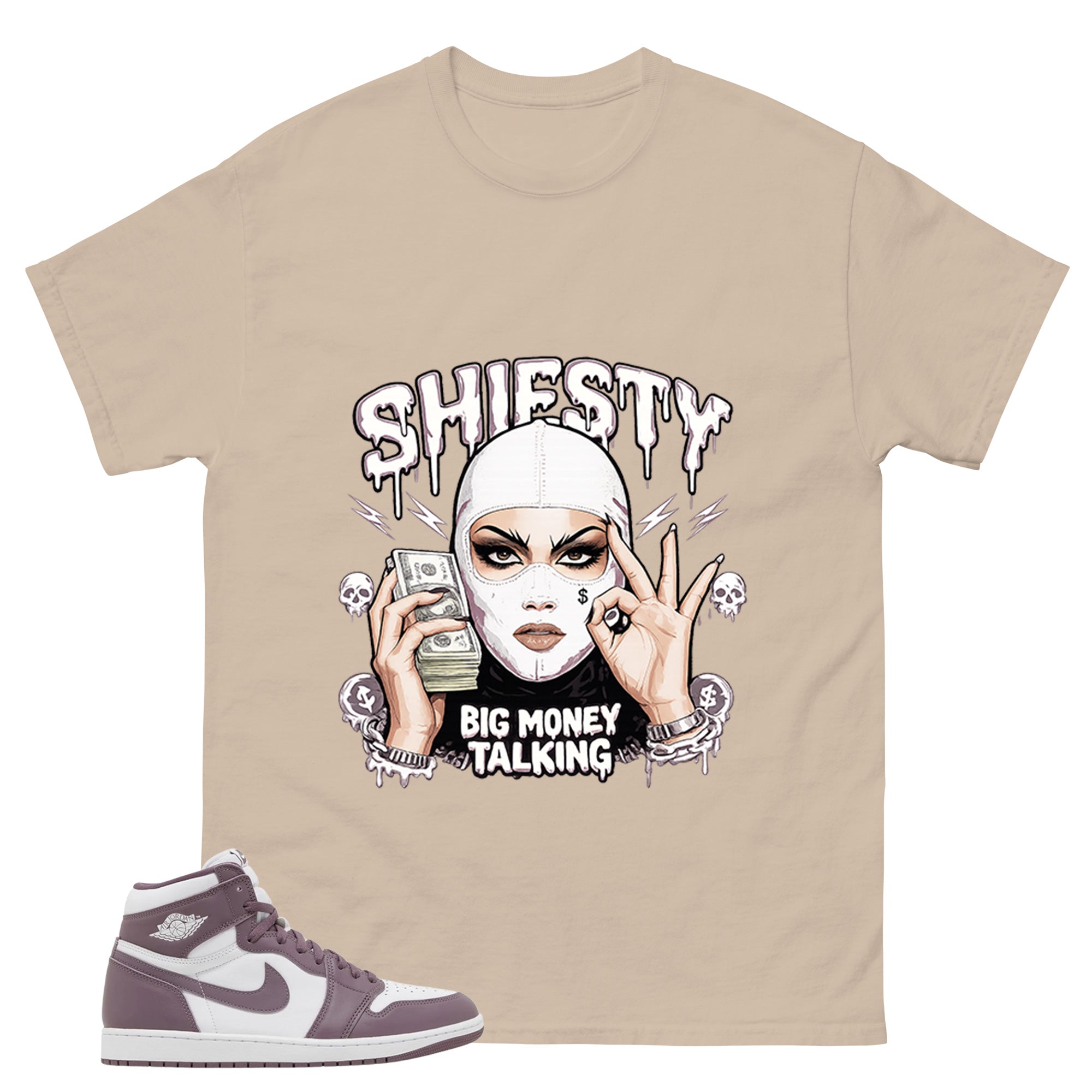 Purple Mauve 1s Zadago Shirt Shiesty Big Money Talking Graphic