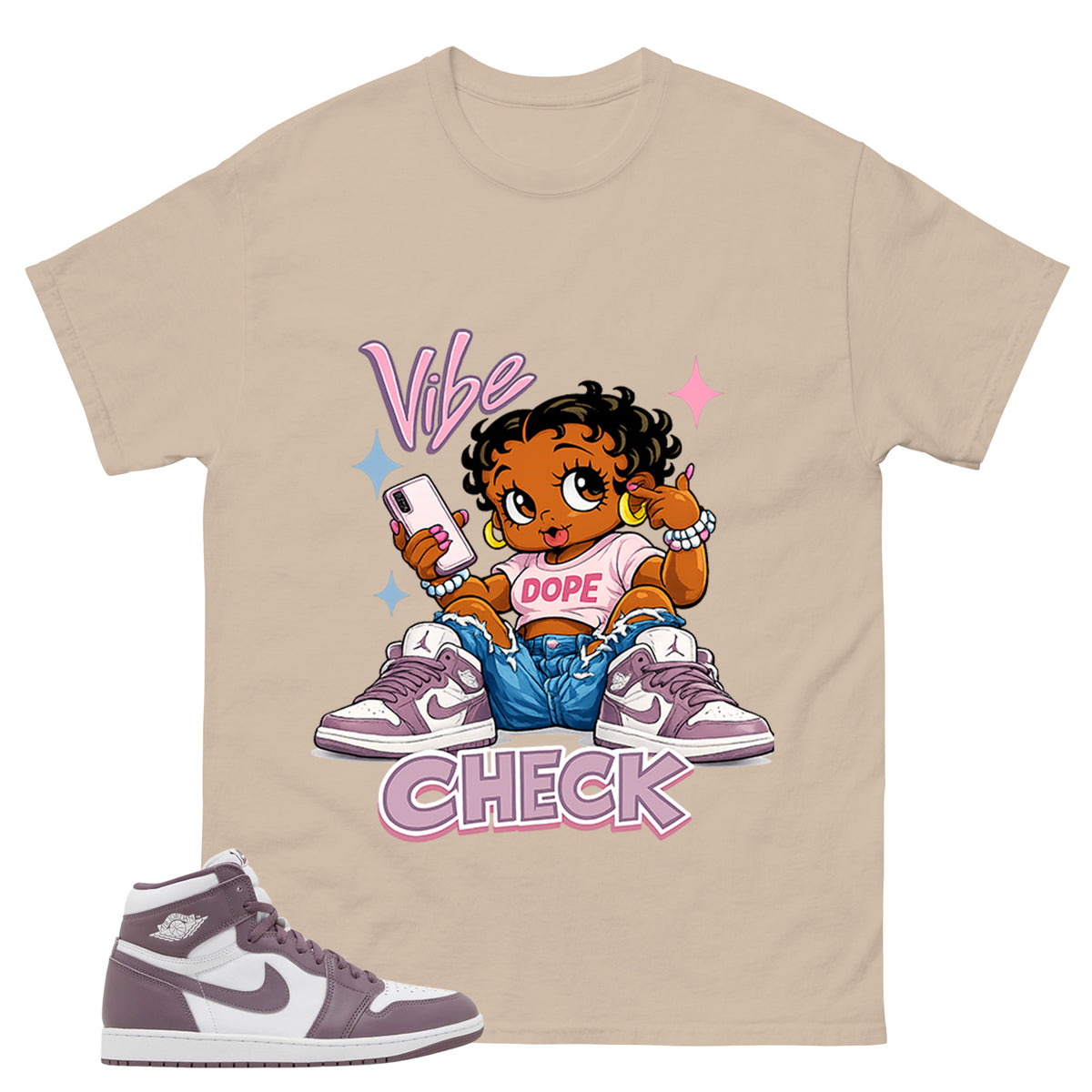 Purple Mauve 1s Zadago Shirt Vibe Check Graphic