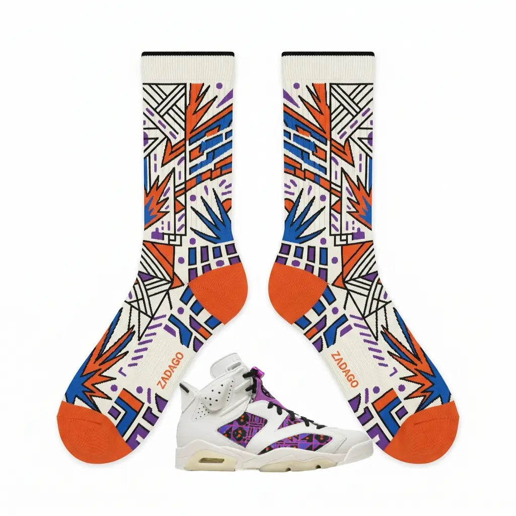Quai 54 Purple Sneaker Match Socks – Air Jordan 6 Retro Inspired Mid-Calf Crew Socks