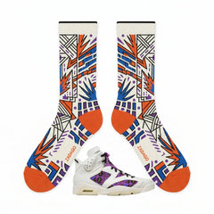 Quai 54 Purple Sneaker Match Socks – Air Jordan 6 Retro Inspired Mid-Calf Crew Socks