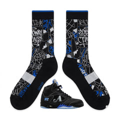 Racer Blue Socks – Awake NY x Air Jordan 5 Inspired Mid-Calf Unisex Crew Socks