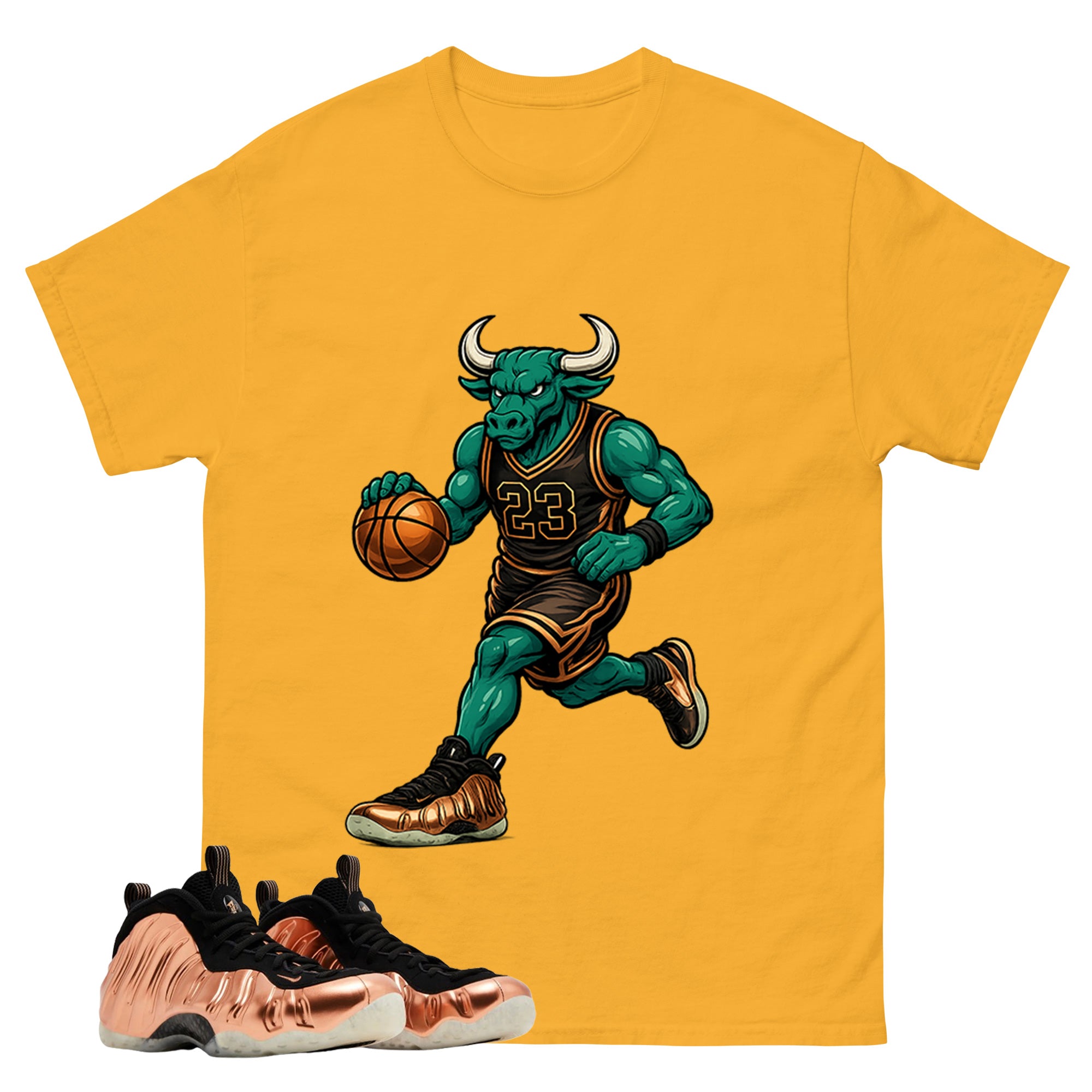 Raging Bull Graphic Tee, Shirt to Match Air Foamposite One Copper, Air Foamposite Unisex Black Shirt