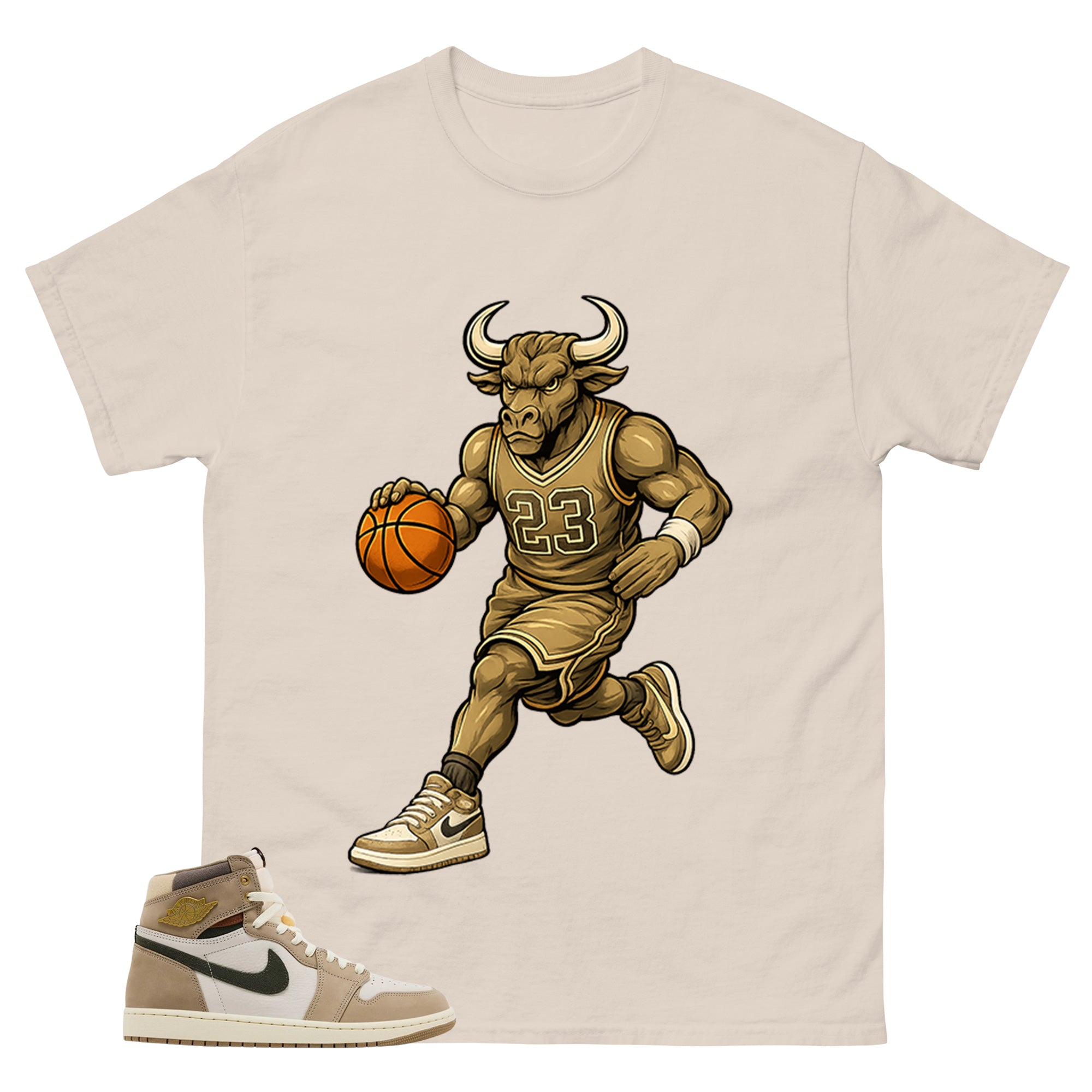 Raging Bull Shirt - Match Cream Wmns Air Jordan 1 Khaki