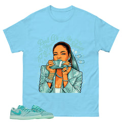 Real Girl Move In Silence Shirt - Match Womens Air Jordan 1 Washed Teal