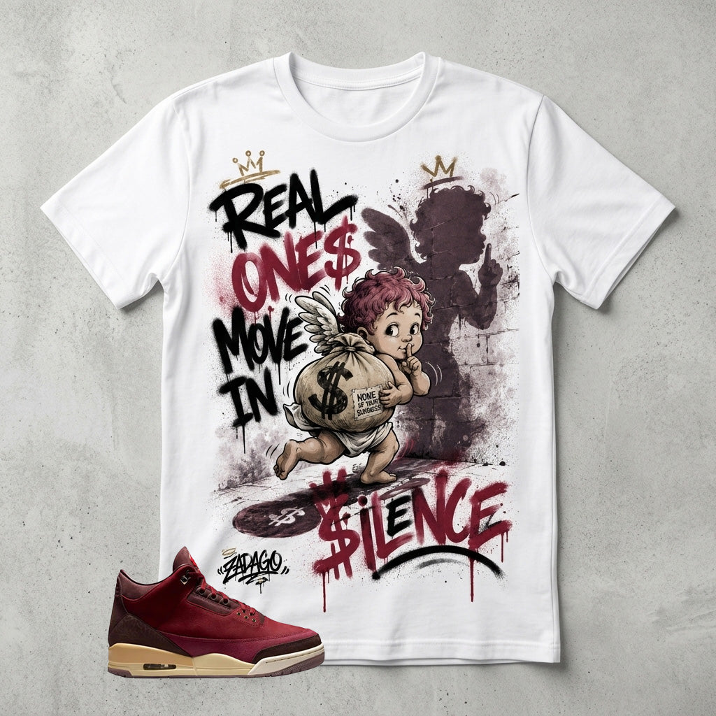 Real Ones Move In Silence Graphic Tee - Shirt To Match Air Jordan 3 Bin23