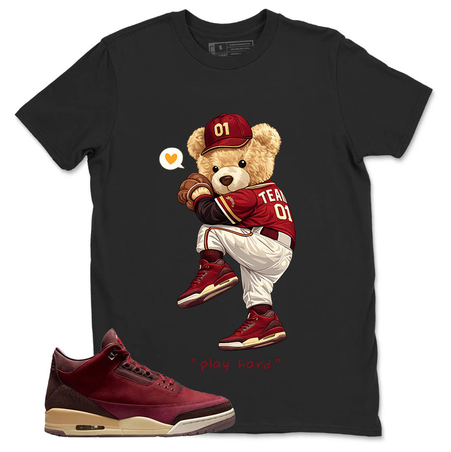 Red Bin23 3s Shirt Baseball Play Hard Graphic