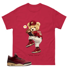 Red Bin23 3s Shirt Baseball Play Hard Graphic