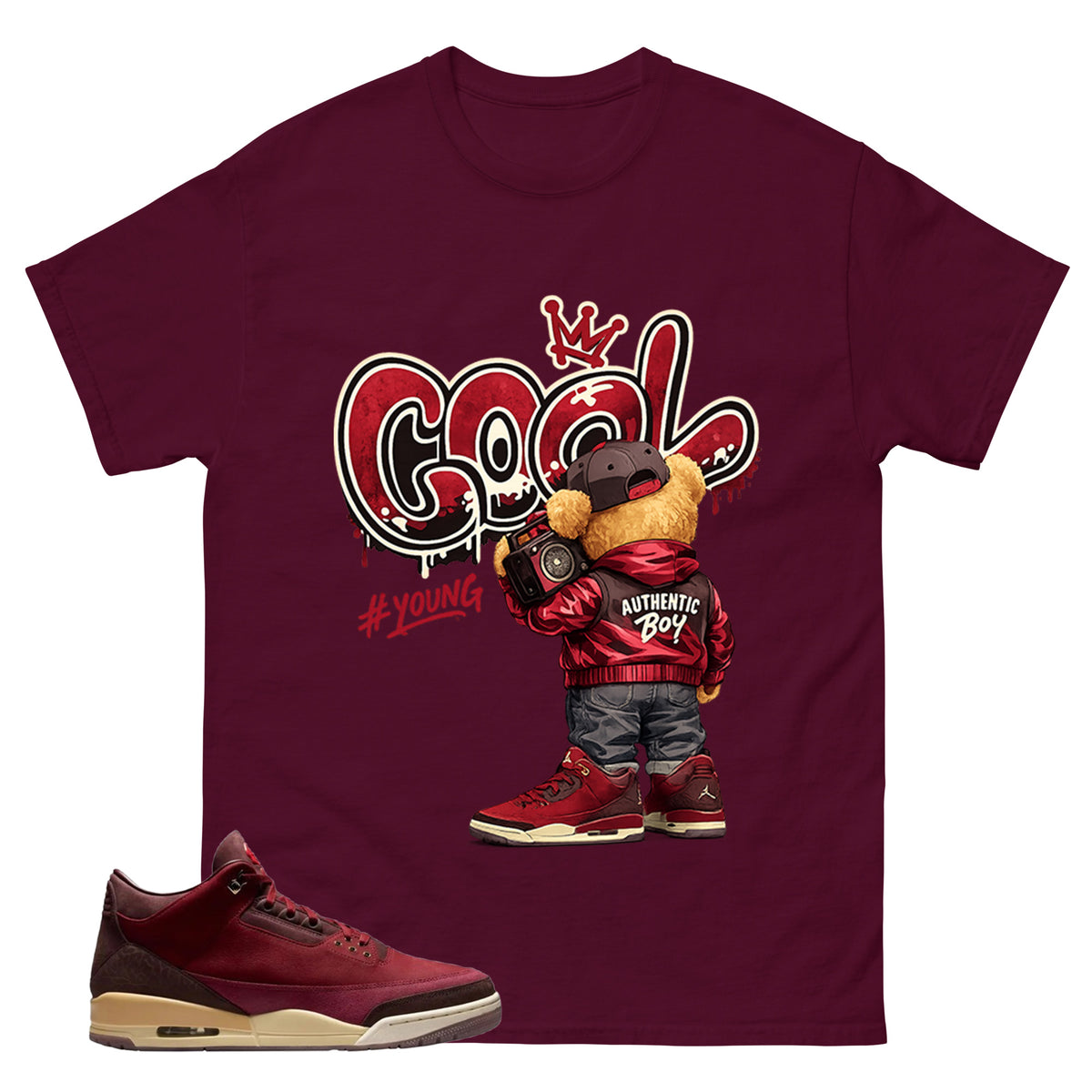 Red Bin23 3s Shirt Cool Boy Graphic